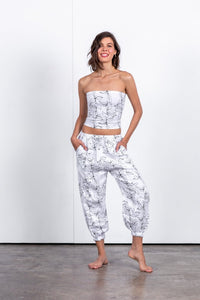 Womens Printed Linen Track Pant