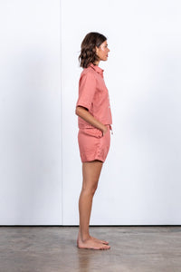 Women's Pink Linen Shirt